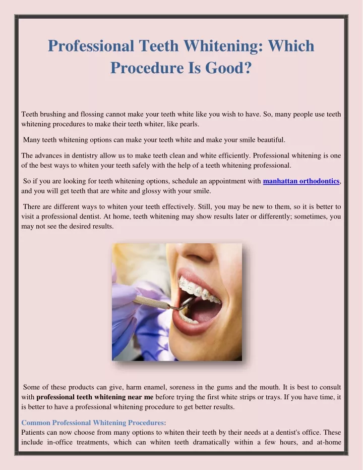 professional teeth whitening which procedure