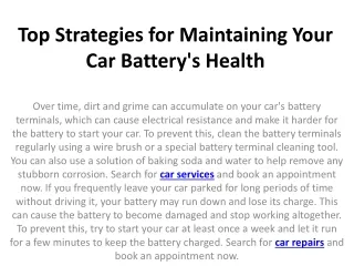 top strategies for maintaining your car battery s health