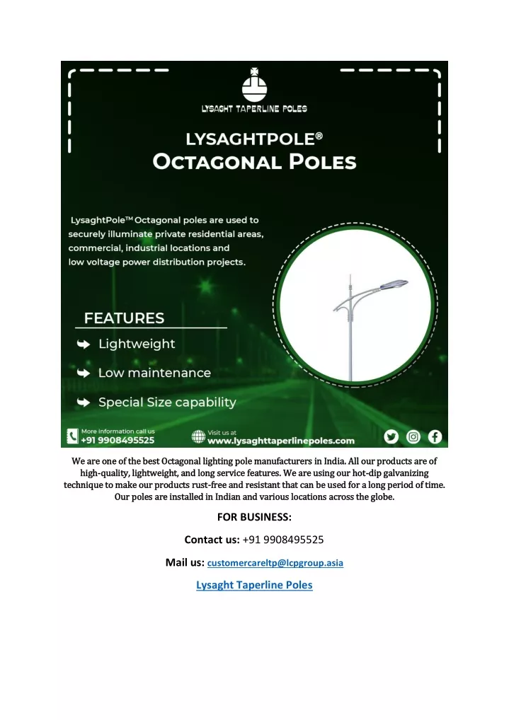 we are one of the best octagonal lighting pole