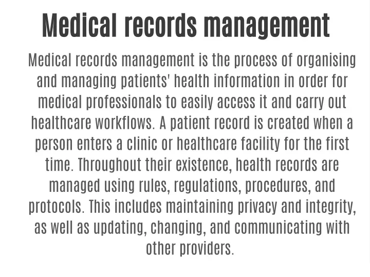 medical records management medical records