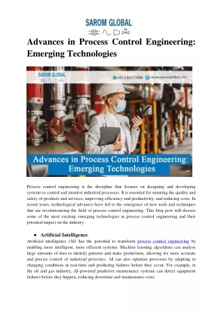 advances in process control engineering emerging