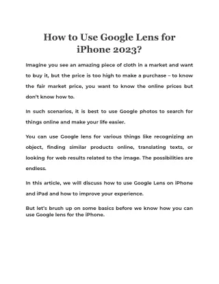 How to Use Google Lens for iPhone 2023?