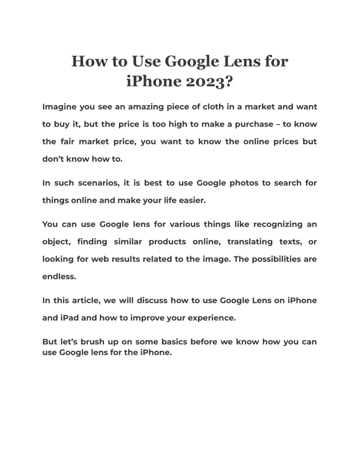 how to use google lens for iphone 2023