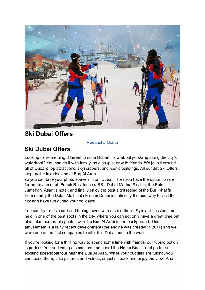 ski dubai offers