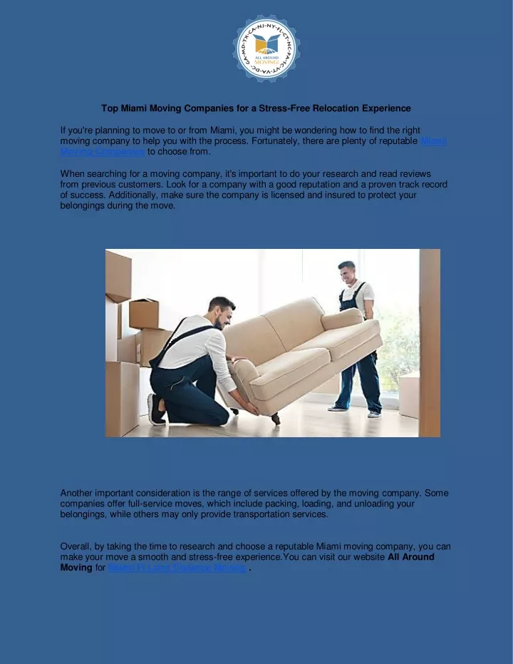 top miami moving companies for a stress free