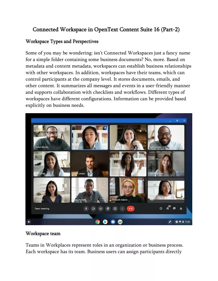 connected workspace in opentext content suite