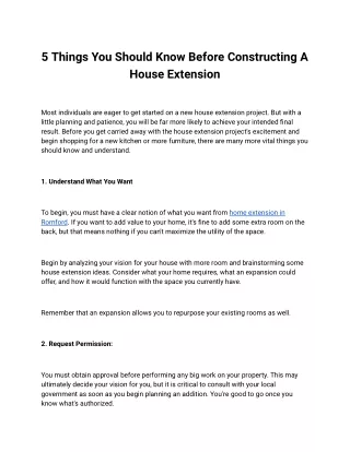 5 things you should know before constructing
