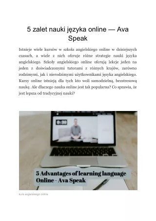 5 zalet nauki języka online — Ava Speak