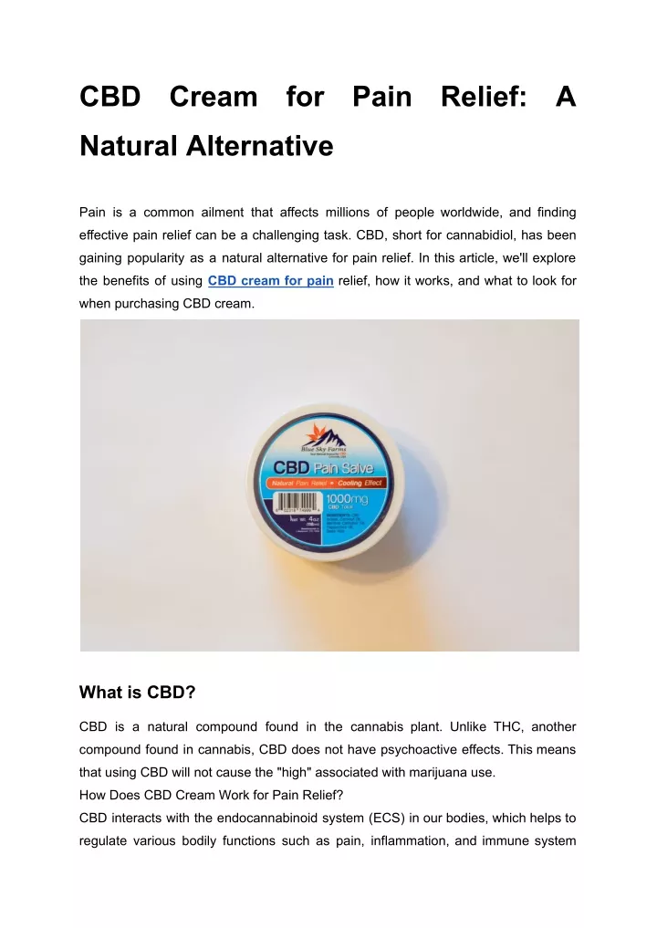 PPT CBD Cream for Pain Relief_ A Natural Alternative PowerPoint