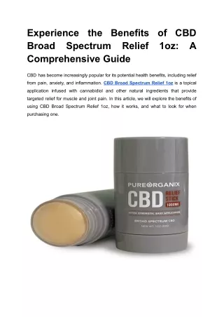 experience the benefits of cbd broad spectrum
