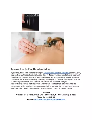 Acupuncture for Fertility in Morristown