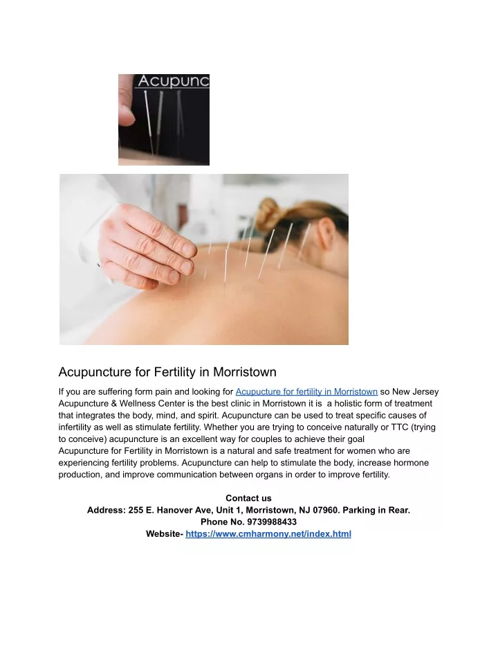 acupuncture for fertility in morristown