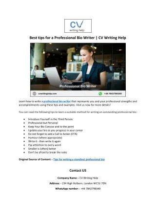 Best tips for a Professional Bio Writer