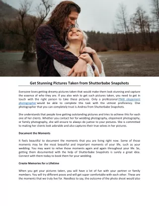 Get Stunning Pictures Taken from Shutterbabe Snapshots