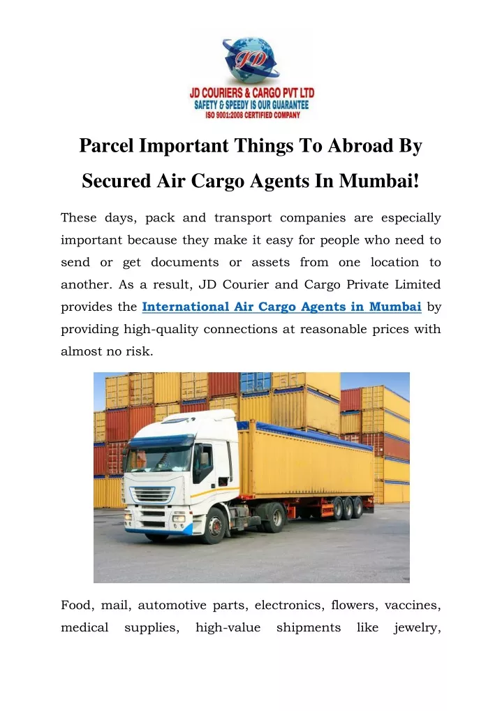 parcel important things to abroad by