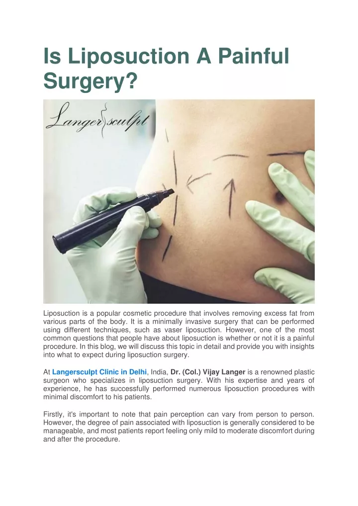 is liposuction a painful surgery