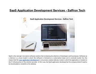 SaaS Application Development Services - Saffron Tech