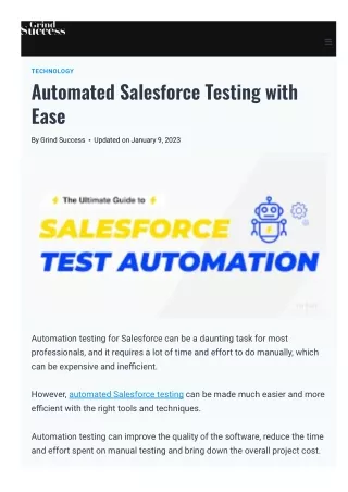 technology automated salesforce testing with ease