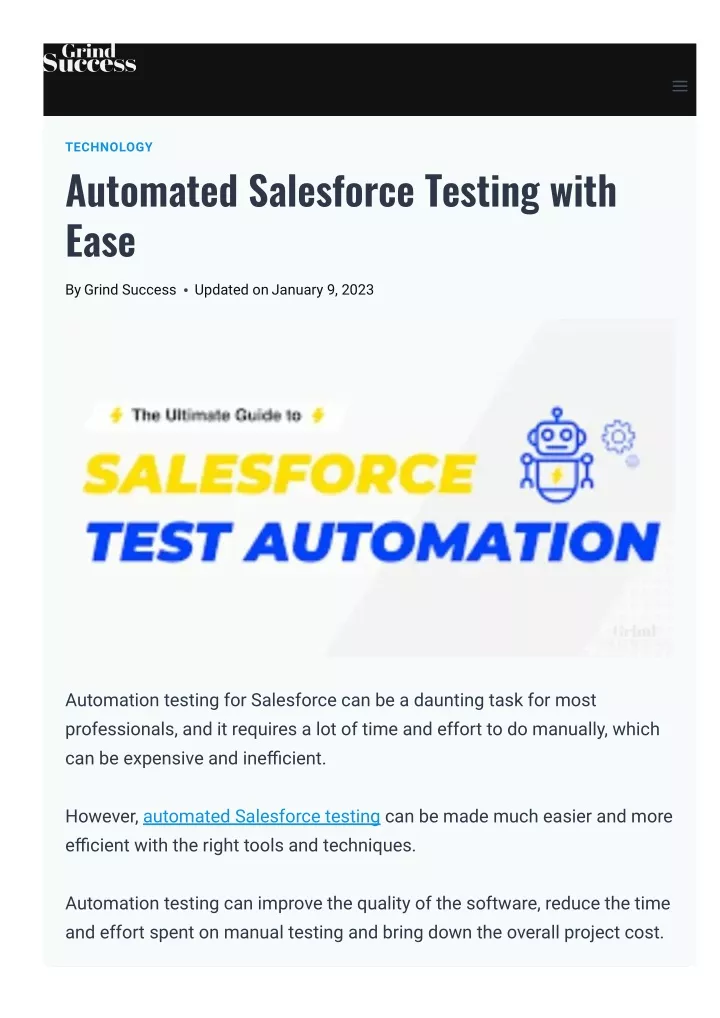 technology automated salesforce testing with ease