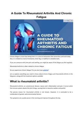 A Guide To Rheumatoid Arthritis And Chronic Fatigue