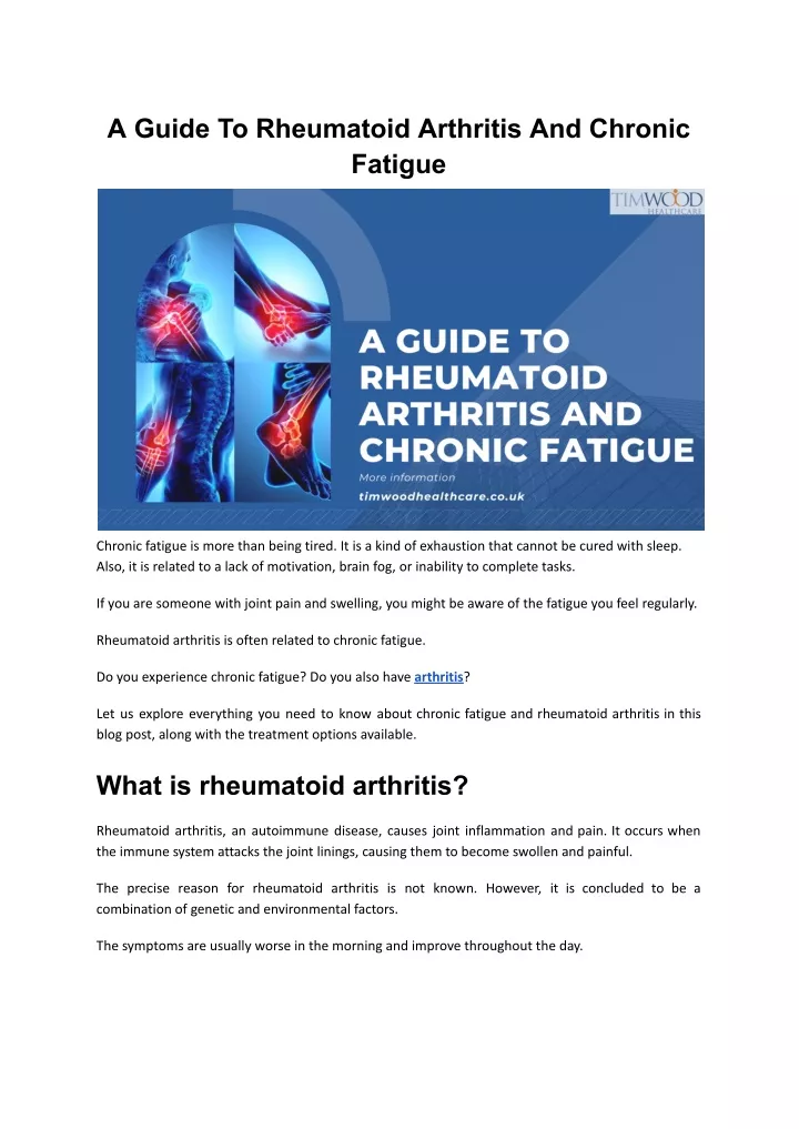 a guide to rheumatoid arthritis and chronic