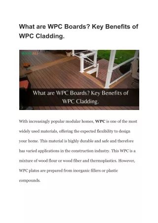 what are wpc boards key benefits of wpc cladding