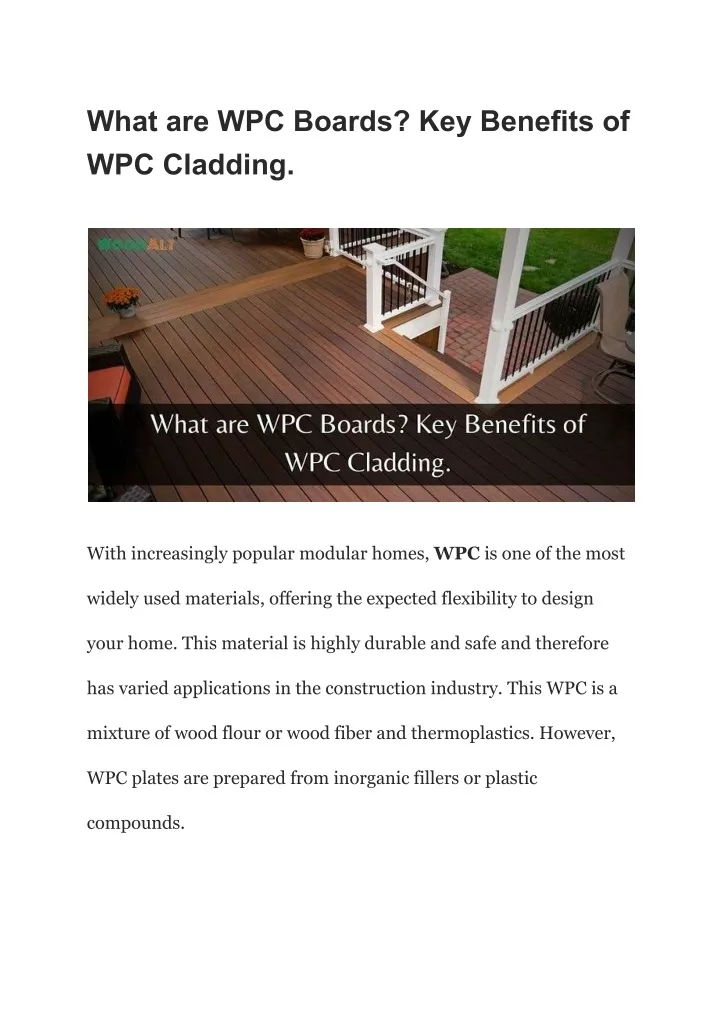 what are wpc boards key benefits of wpc cladding