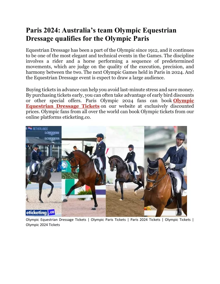 PPT Paris 2024 Australia's team Olympic Equestrian Dressage qualifies