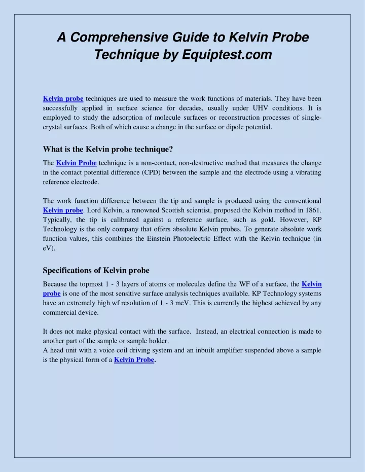 a comprehensive guide to kelvin probe technique