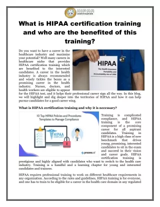 What is HIPAA certification training and who are the benefited of this training