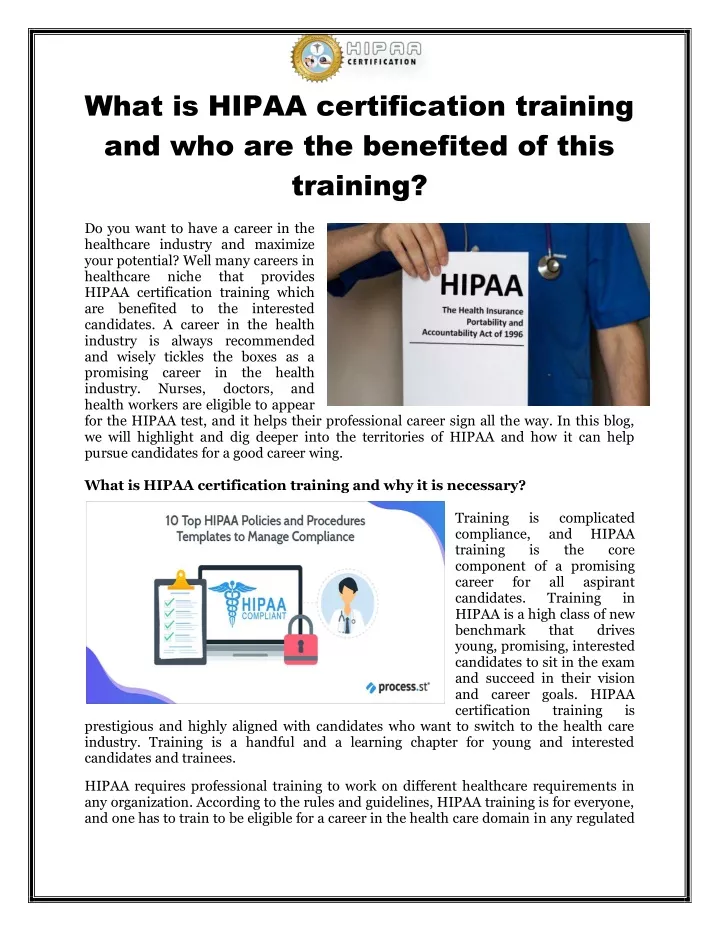 what is hipaa certification training