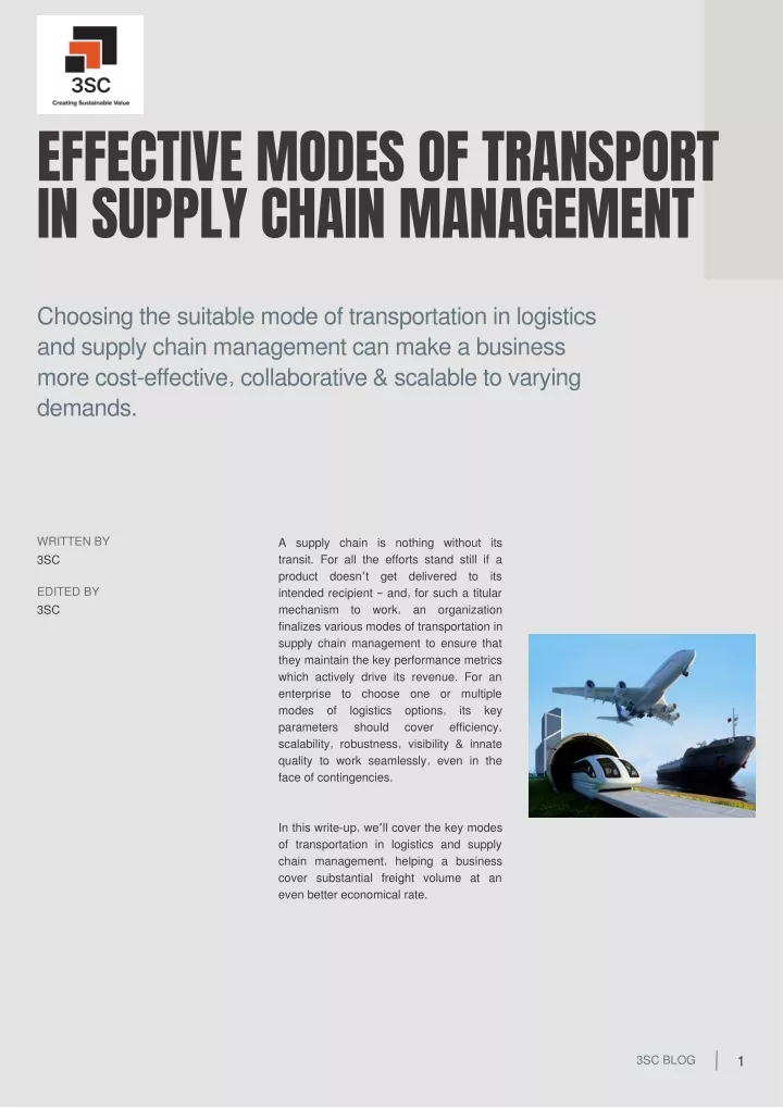 PPT - Effective Modes Of Transport In Supply Chain Management ...