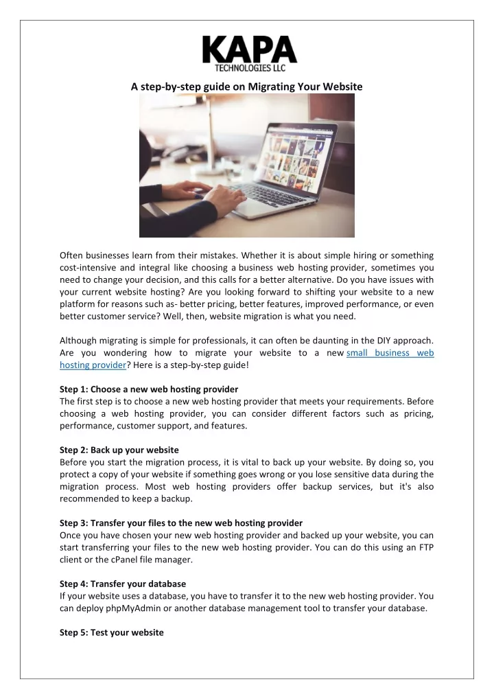 a step by step guide on migrating your website