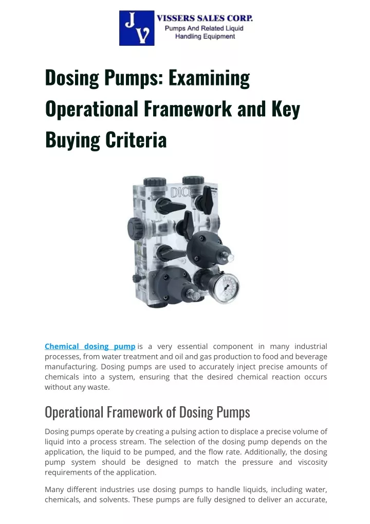 dosing pumps examining operational framework