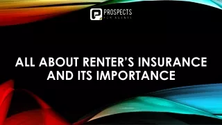 All About Renter’s Insurance and Its Importance