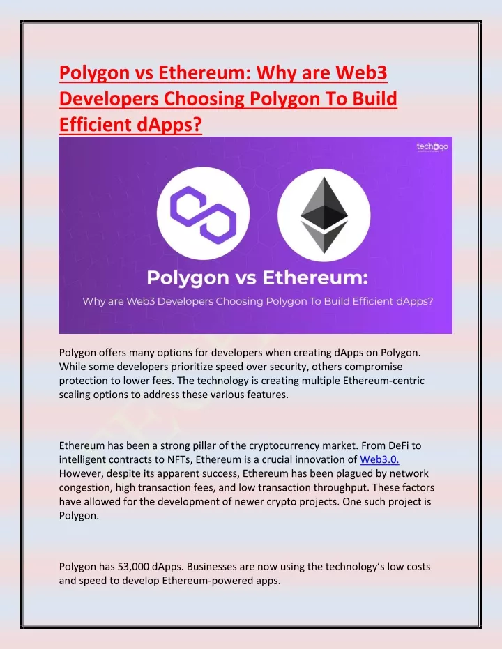 polygon vs ethereum why are web3 developers