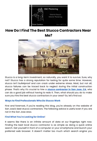 How Do I Find The Best Stucco Contractors Near Me