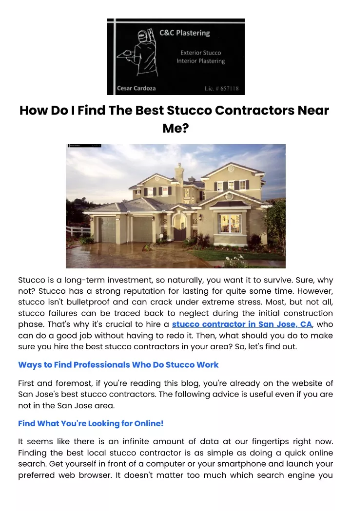 how do i find the best stucco contractors near me