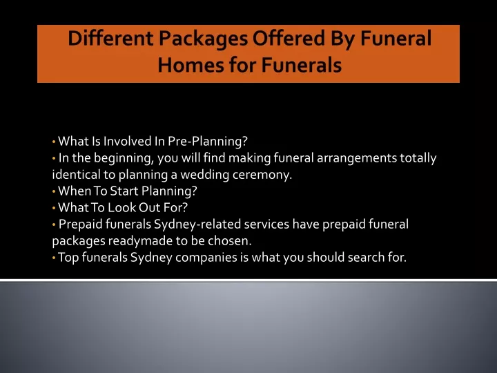 different packages offered by funeral homes for funerals