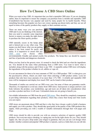 how to choose a cbd store online