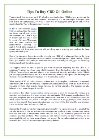 tips to buy cbd oil online