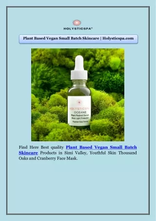 Plant Based Vegan Small Batch Skincare | Holysticspa.com