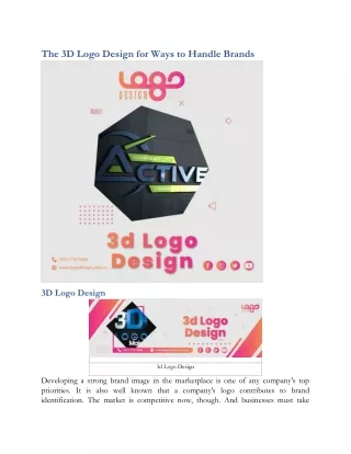 The 3D Logo Design for Ways to Handle Brands