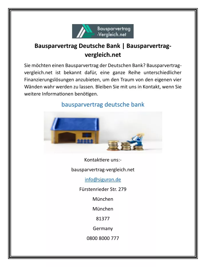 bausparvertrag deutsche bank bausparvertrag