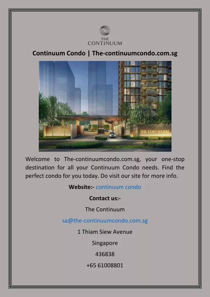 continuum condo the continuumcondo com sg