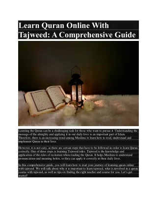 Learn Quran Online With Tajweed: A Comprehensive Guide