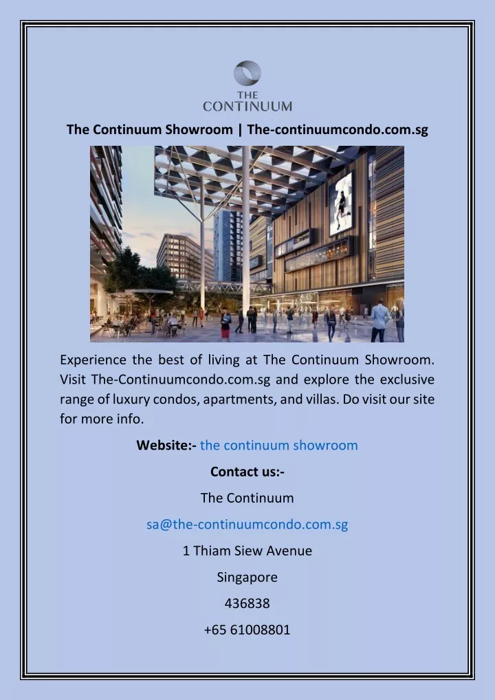 the continuum showroom the continuumcondo com sg