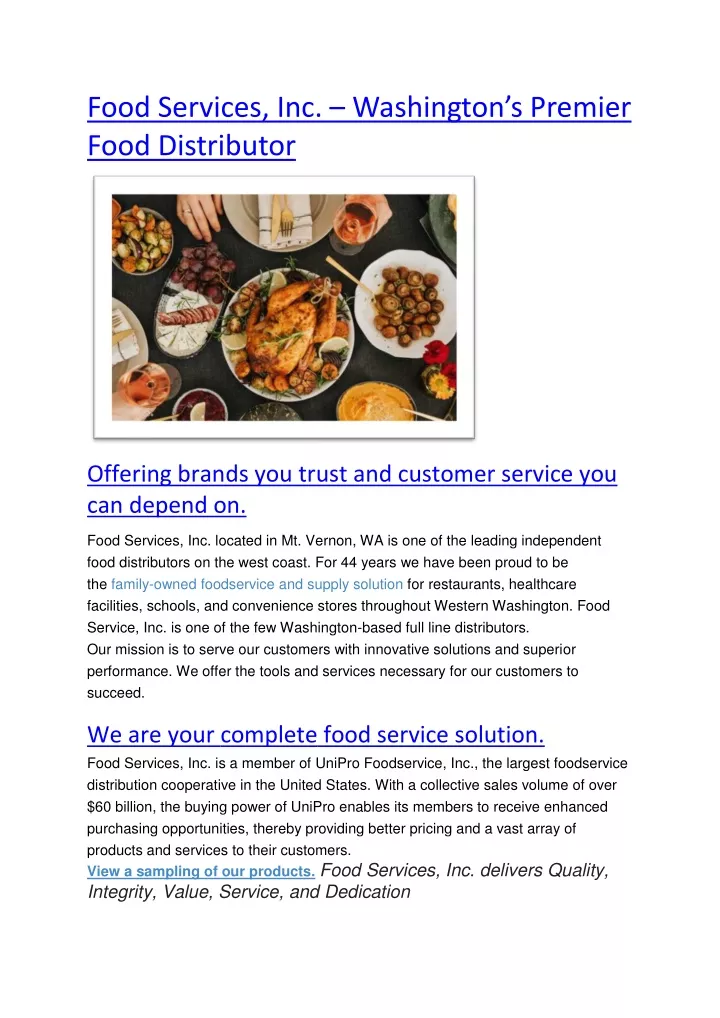 food services inc washington s premier food