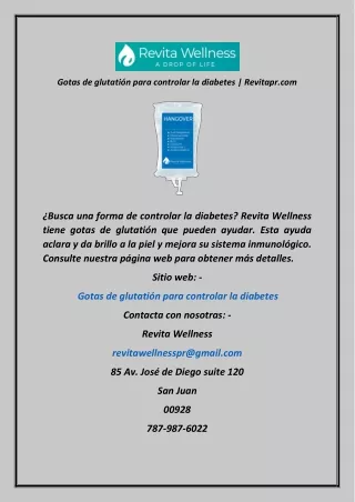Gotas de glutatión para controlar la diabetes  Revitapr