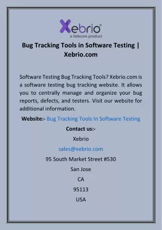 Bug Tracking Tools in Software Testing  Xebrio